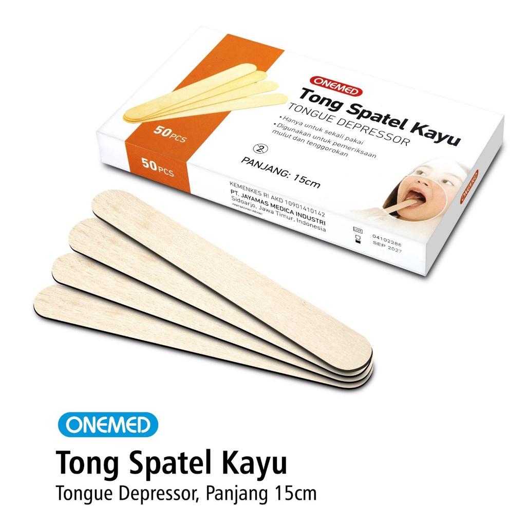 Tong Spatel Kayu Onemed Box isi 50 Pcs OJB