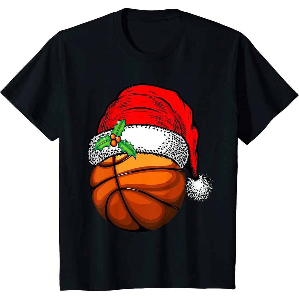 Baju anak Christmas Basketball Ball Santa Hat Xmas Sport For Boy Men T-Shirt baju anak murah Fashion