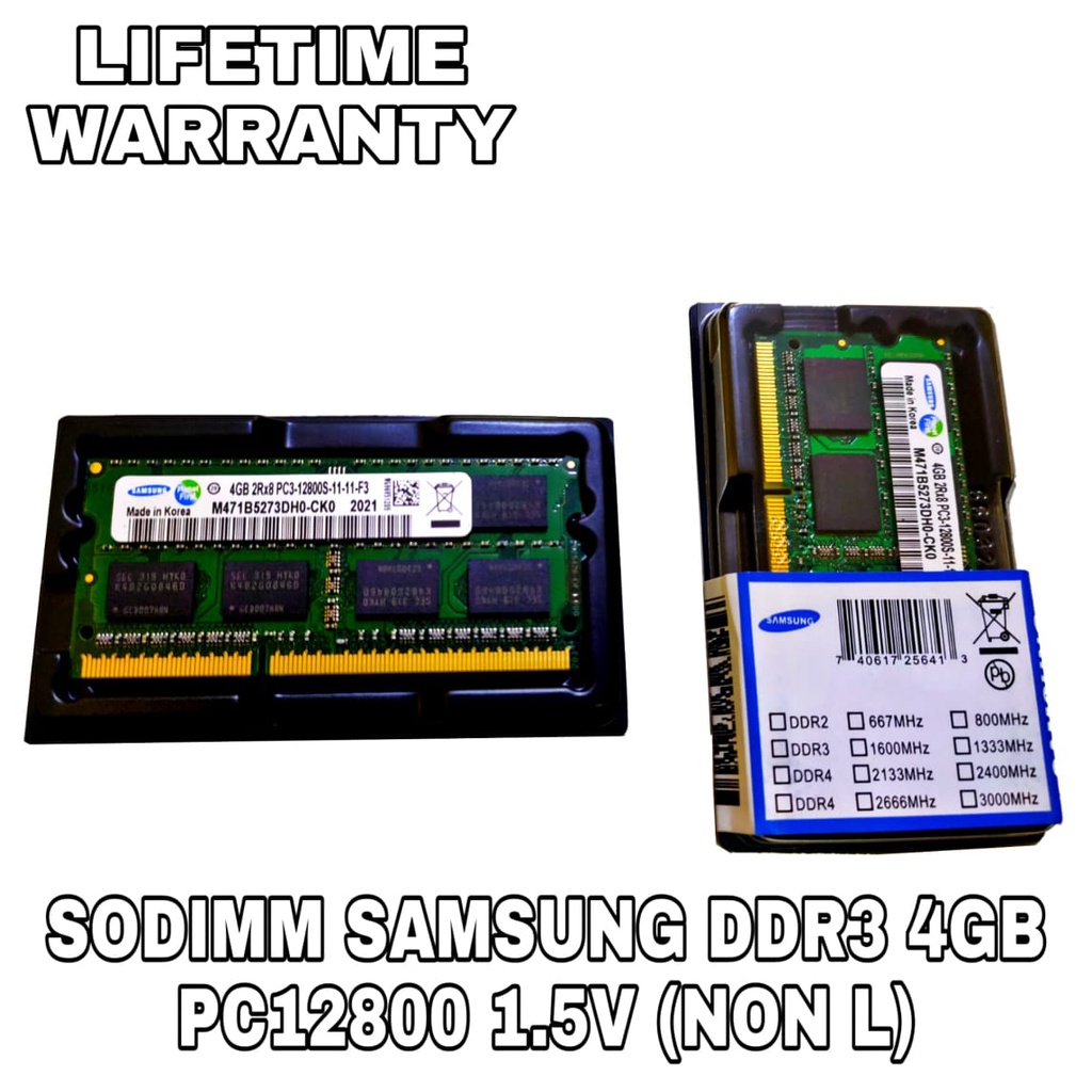 RAM SODIM SAMSUNG DDR3 4GB NON L 1.5V PC12800