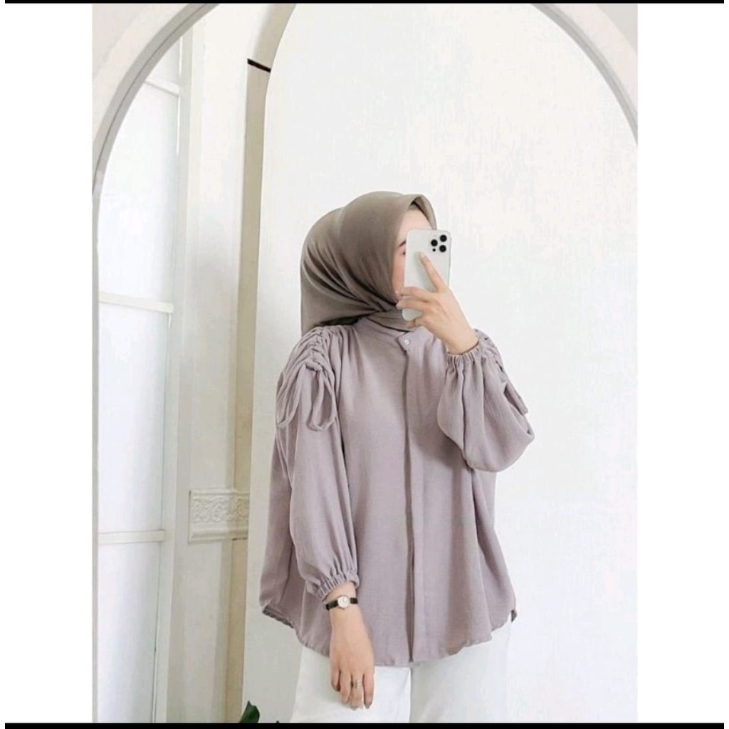 Kemeja Serut Oversize Cringkle Airflow Atasan / Blouse Jumbo Kemeja Serut Wanita