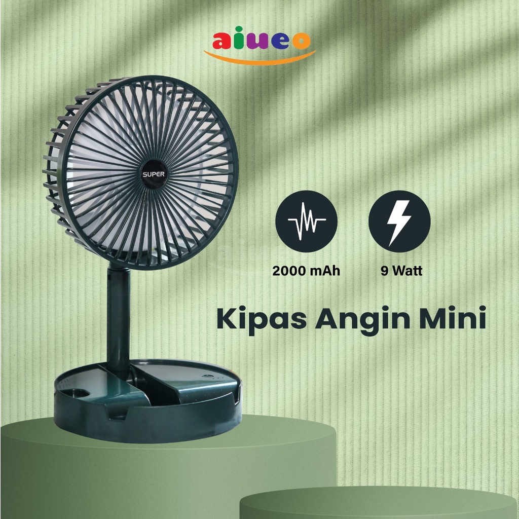 Kipas Angin Mini Portable USB Tatakan HP Lipat Mini Fan Rotate Putar 90 derajat