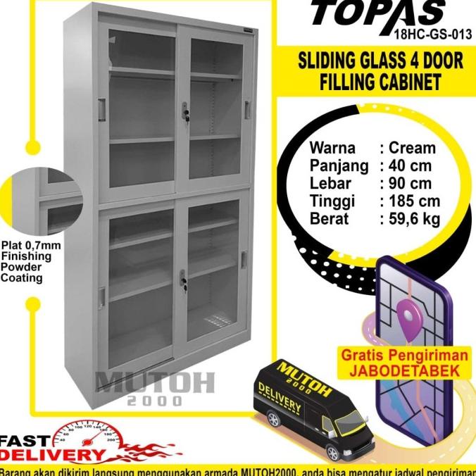 

BEST SELLER LEMARI ARSIP LEMARI BESI FILLING CABINET 4 KACA SLIDING TOPAS GS-013 PENGIRIMAN CEPAT