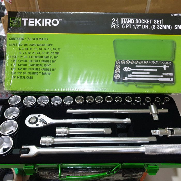 Shock Kunci Sok Set Tekiro 8-32 24 Pcs / Kunci Socket 24Pcs / 12Pt 6Pt