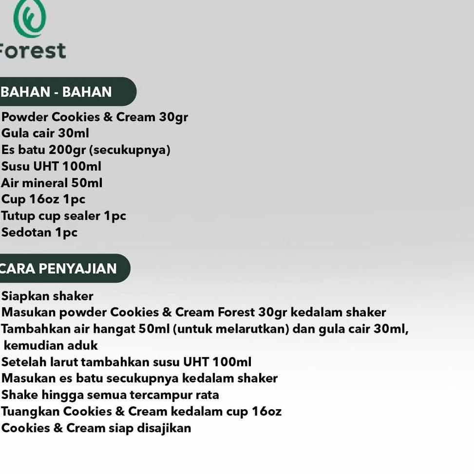 

lww-30 Bubuk Minuman COOKIES AND CREAM Powder - FOREST Bubble Drink .,.,