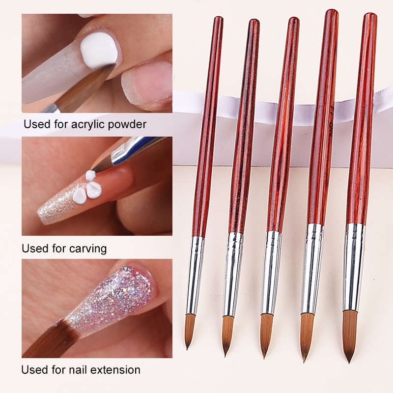 Born PRETTY Round Sharp Nail Tool Gagang Kayu Profesional Lukisan Kuku Acrylic Brush