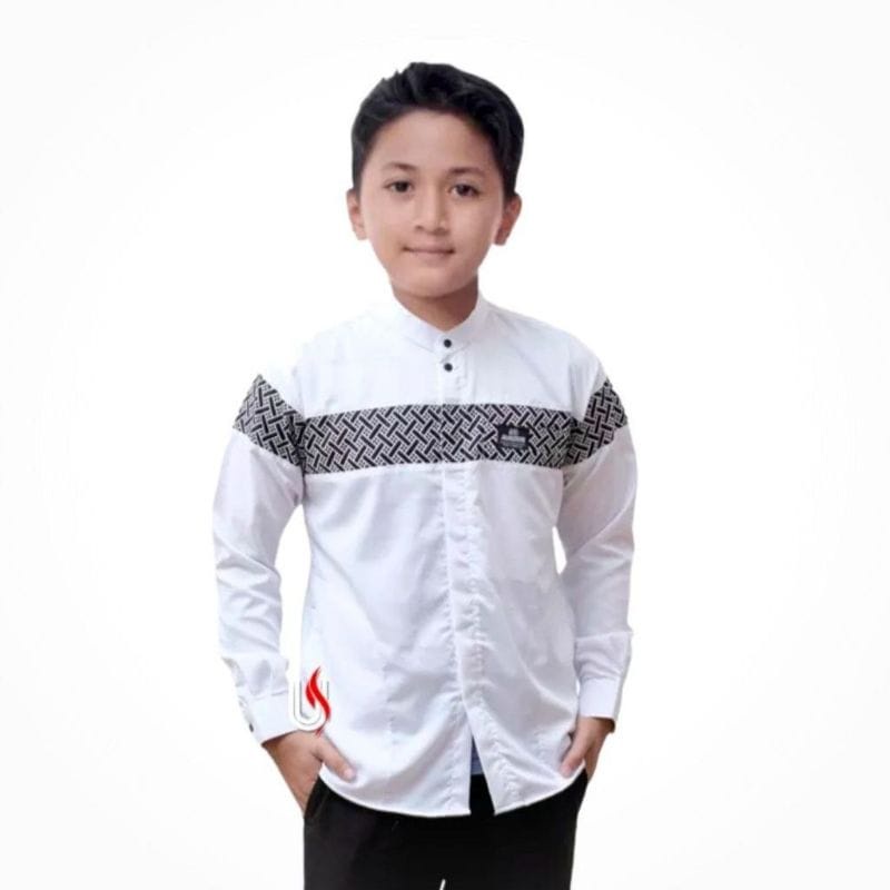 Baju Koko Anak Laki-Laki Remaja Usia 7-15Th Koko Gus Azmi Koko Anak Laki-Laki Lengan Panjang Batik Coklat Abu-Abu Putih Baju Muslim Anak Toyobo Premium Navy