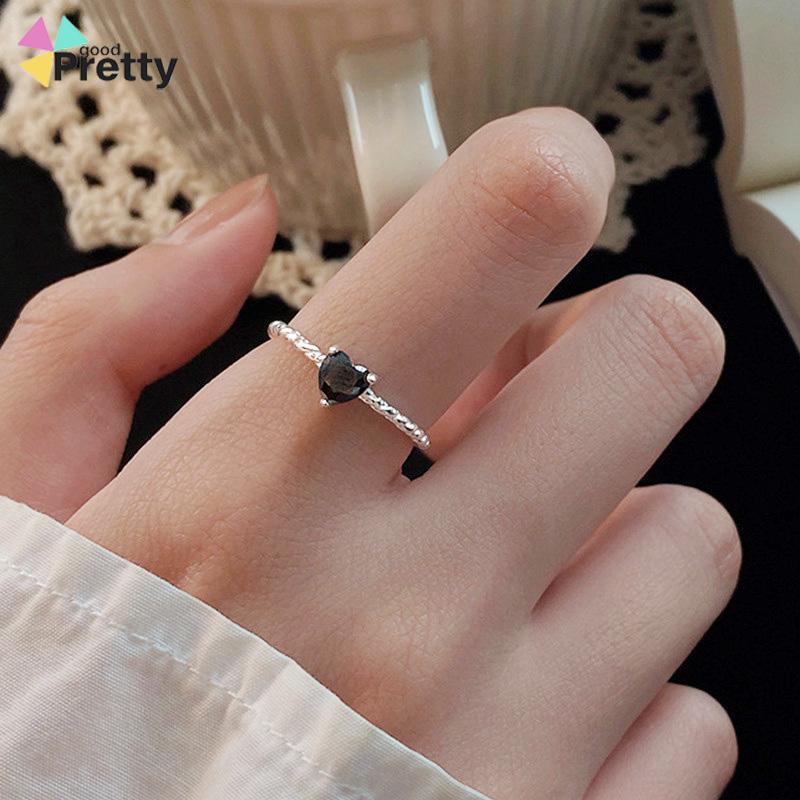 Cincin Hitam Cinta Adjustable Korea Fahion Retro Cincin Jari Untuk Wanita - PD