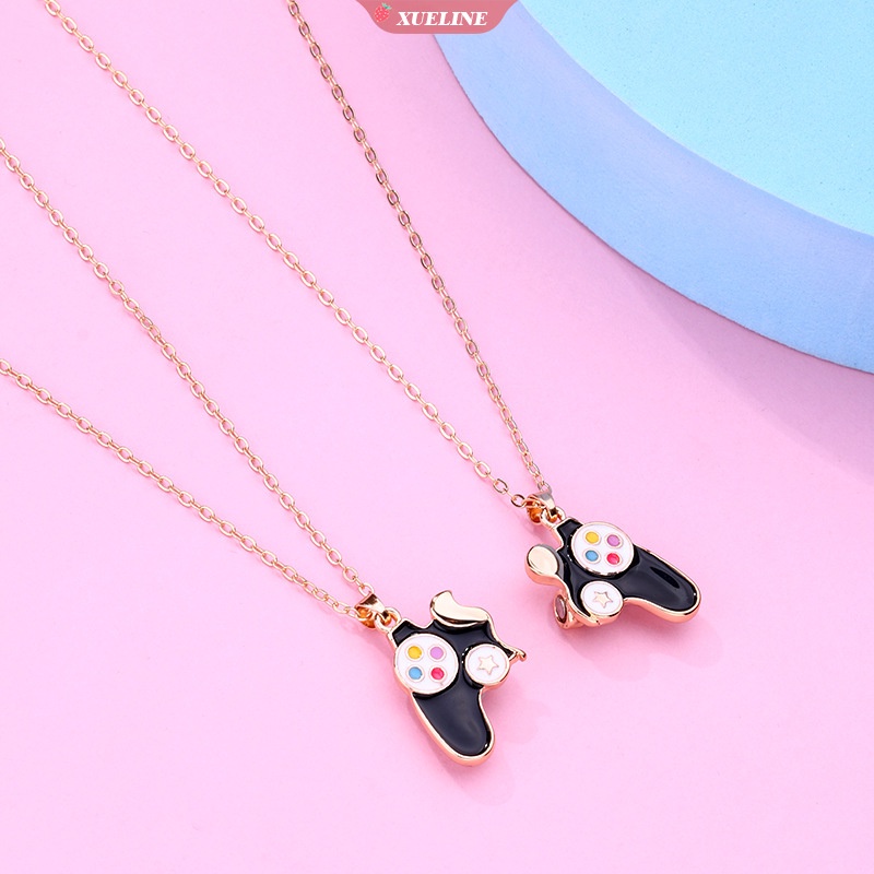 Duawarna Bola Permainan Mesin Gagang magnet Sahabat Terbaik Liontin Kalung Rantai Lucu bestie Persahabatan Perhiasan Pesona Hadiah Anak [ZXL]