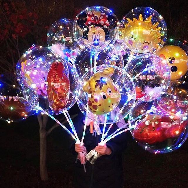 [ASS] Balon Lampu LED polos  Gagang Warna Warni
