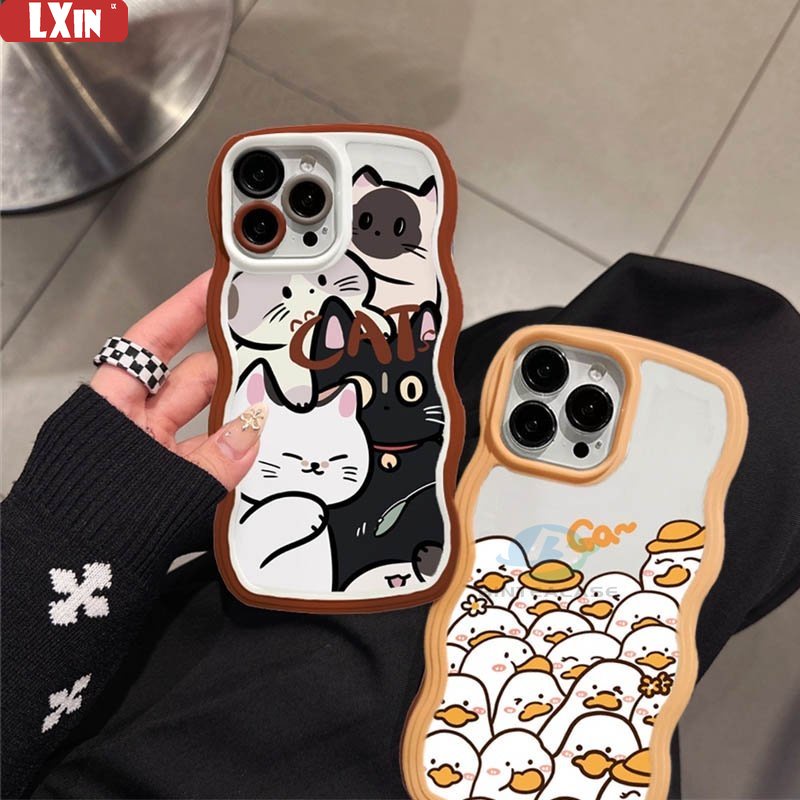 Casing Handphone TPU Lucu Case Realme 10c30 C33 C31 C35 C21Y C25Y RealmeC11 C25 C17 C15 C12 C3 C2 Realme8 5G 8i 7i 5 5i 6i 7 Pro Kucing Bebek Tepi Melengkung