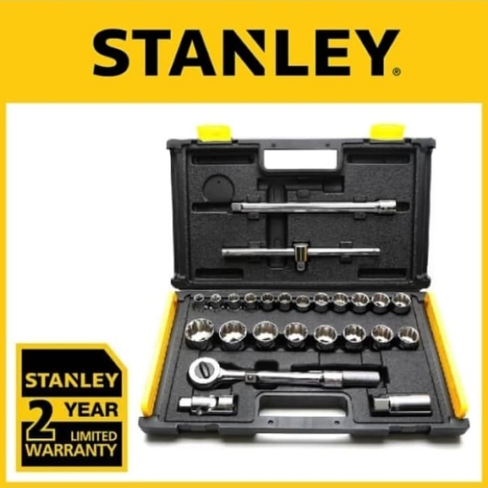 Shock Kunci Shock Set 1/2" - 12Pts Metric Socket Set - 27Pcs Stanley 86-477