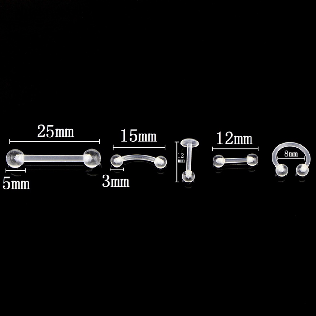 /Fashion Hot// Fashion// 10Pcs/Set Barbel Akrilik Transparan Alis Perut Lidah Cincin Perhiasan  .