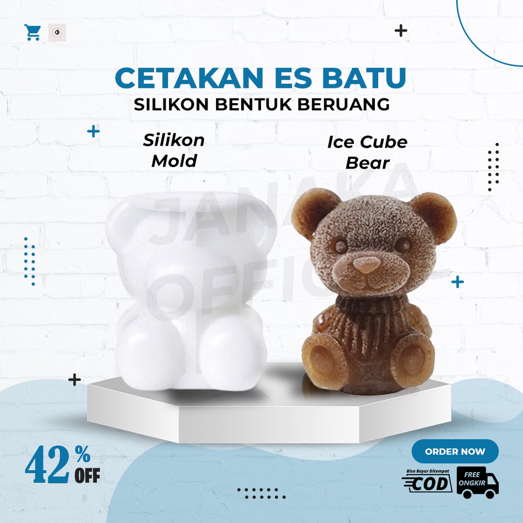 Cetakan Es Batu Silikon Silicone Motif Beruang Teddy Bear Cetakan Puding Beruang Lucu Cetakan Pembua