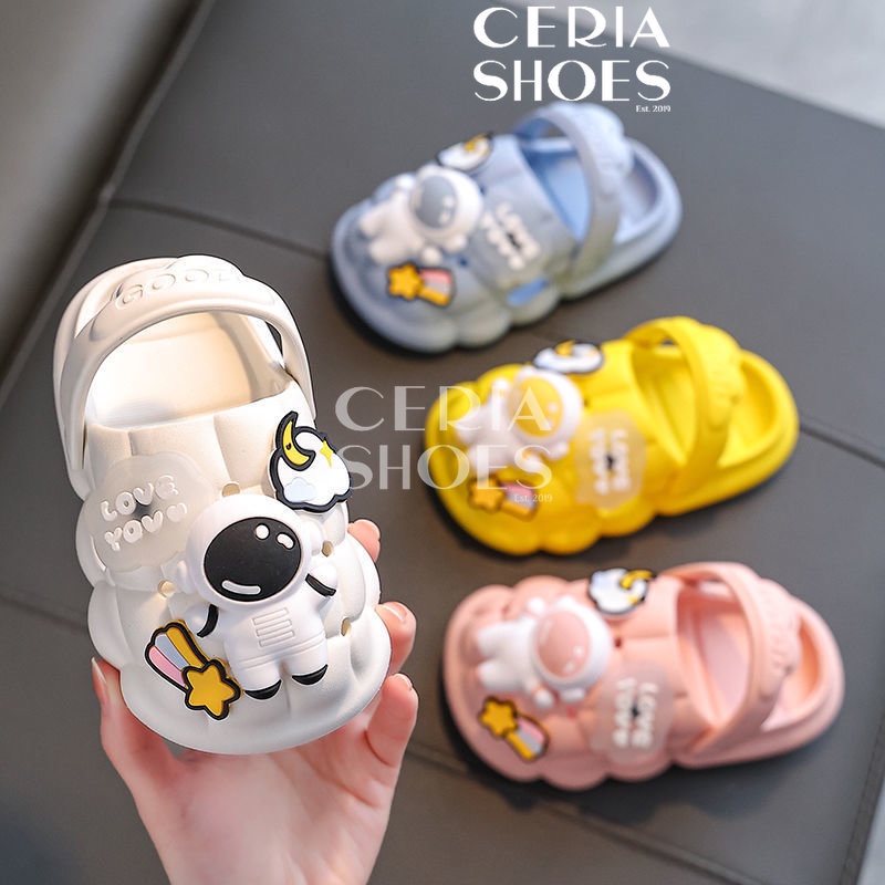 EVA Sandal Anak Import Karet EVA Spons Ringan Sol Anti Slip Motif ASTRONOT Moon Stars BALANCE