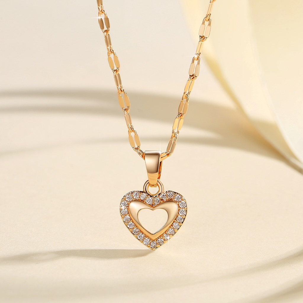 Y927 [COD✔]Kalung Heart Berlian Wanita Titanium Stainless Gaya Korea Fashion Aksesoris