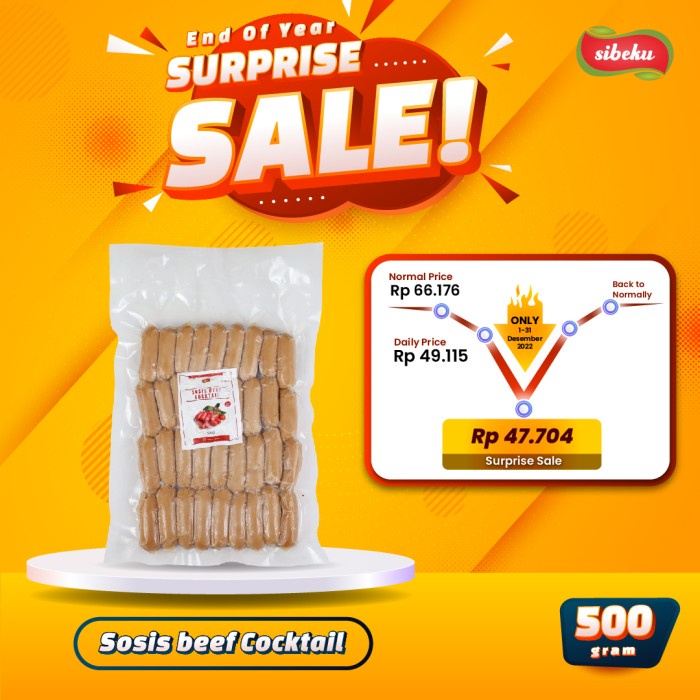 

Sosis Daging Sapi Beef Cocktail Halal 500gram Frozen Food - Sibeku