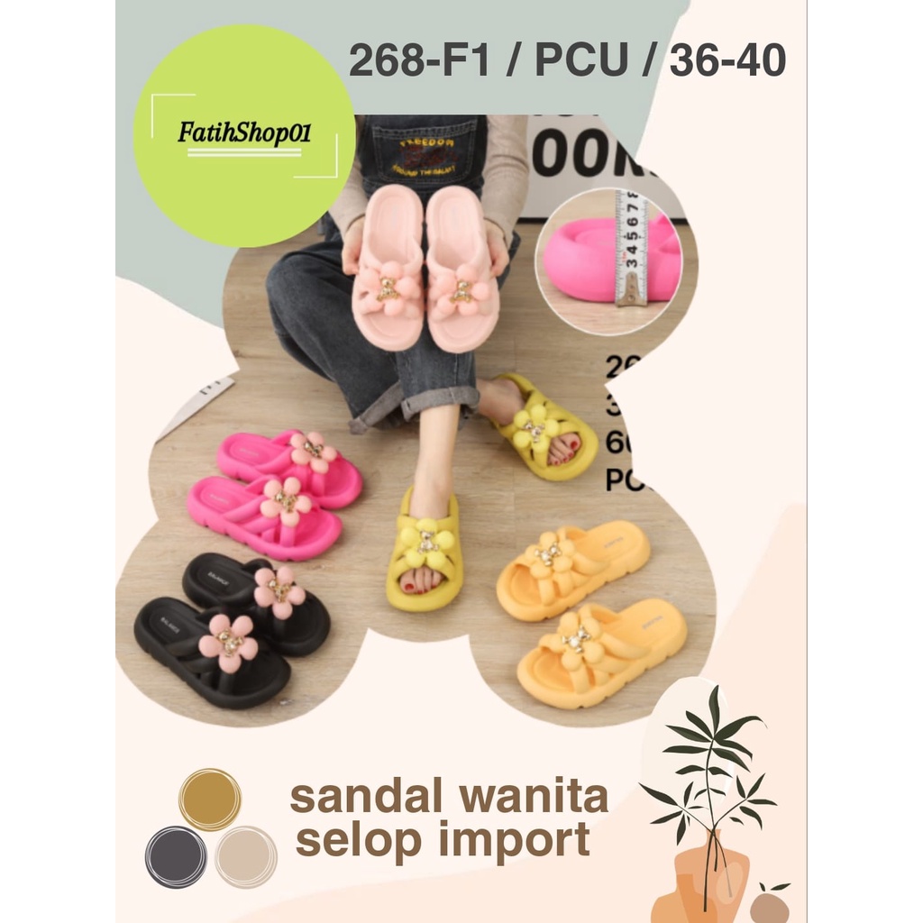 Sandal selop wanita eva rubber variasi bunga Balance 268-F1 (36-41) Sandal wanita murah korean style