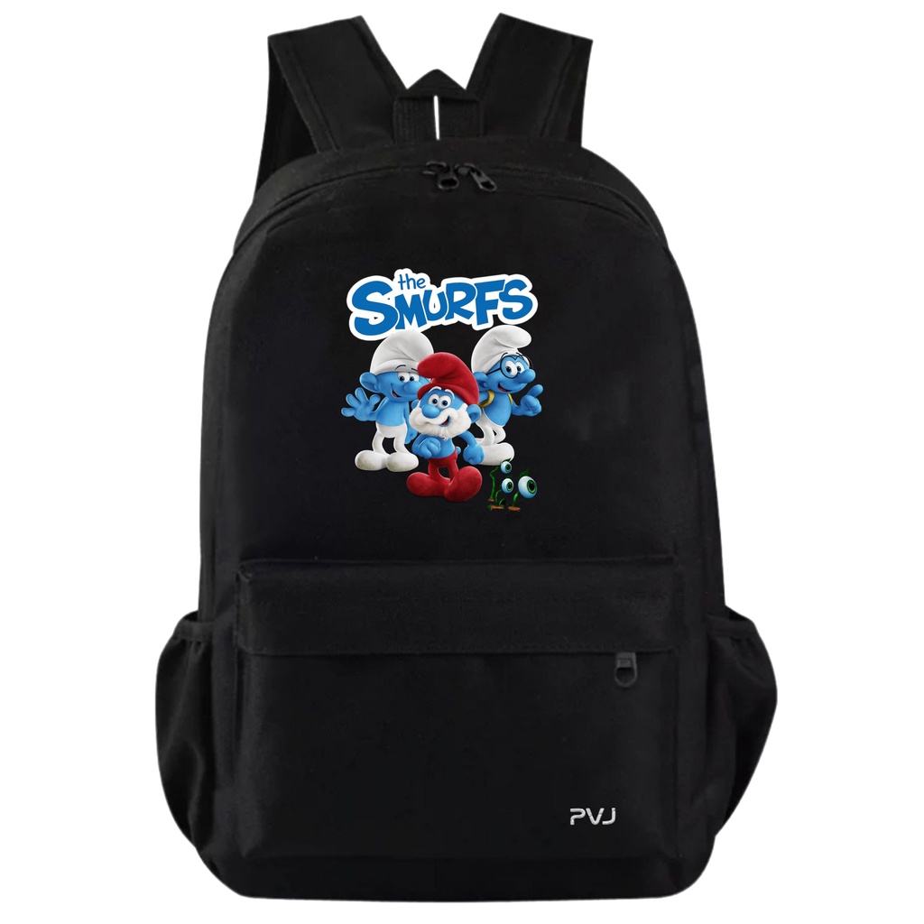 PVJ - Tas Ransel Sekolah Anak Laki Laki Karakter Animasi The Smurfs Unisex