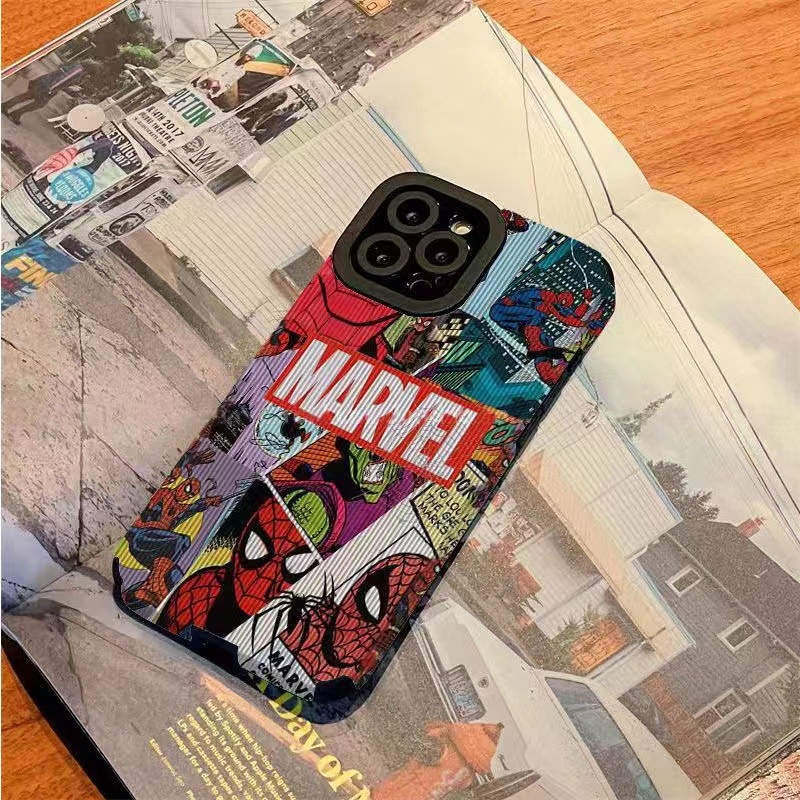 Ins Pola Spiderman Cocok Untuk Iphone14 14pro 14Plus 14prm Iphone13 13pro 13prm iPhone 11 7Plus 8Plus Xr XS 12 Pro Max Empat Sudut Casing Ponsel Tahan Guncangan