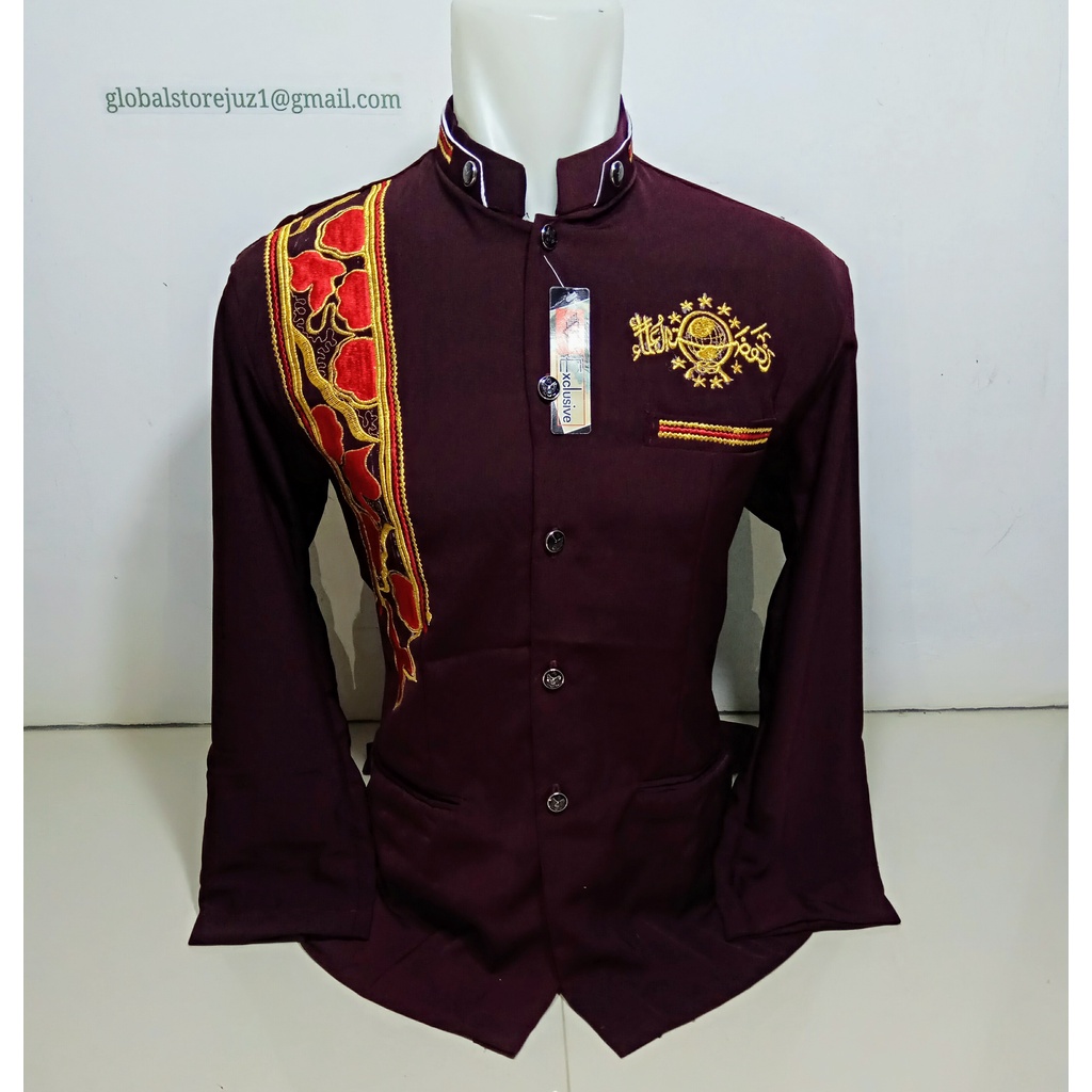 JAS KOKO MODEL TERBARU PAKAIAN MUSLIM PRIA Jasko Hitam Bordir Logo NU Warna Hijau Bahan Hightwis