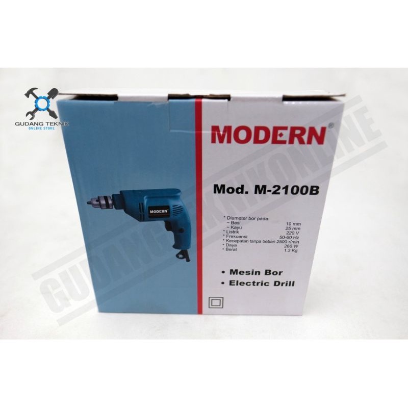 bor listrik modern 10mm M -2100c / bor tangan 10mm modern bolak balik