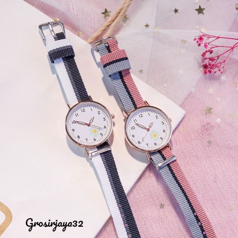 Jam tangan wanita Alice Analog Nilon strap Jam tangan casual Fashion Korea