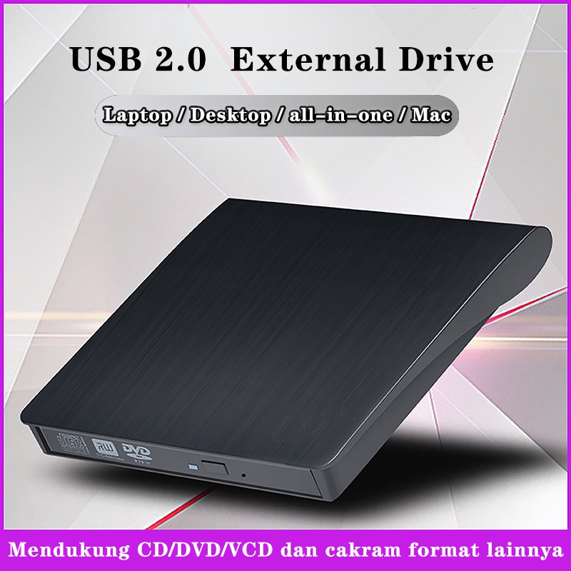 External Drive Portable DVD Writer DVD/CD/VCD untuk All-in-One/Laptop/All-in-One/Desktop/MAC Player ROM Drive Kompatibel dengan Windows XP/7/8/10