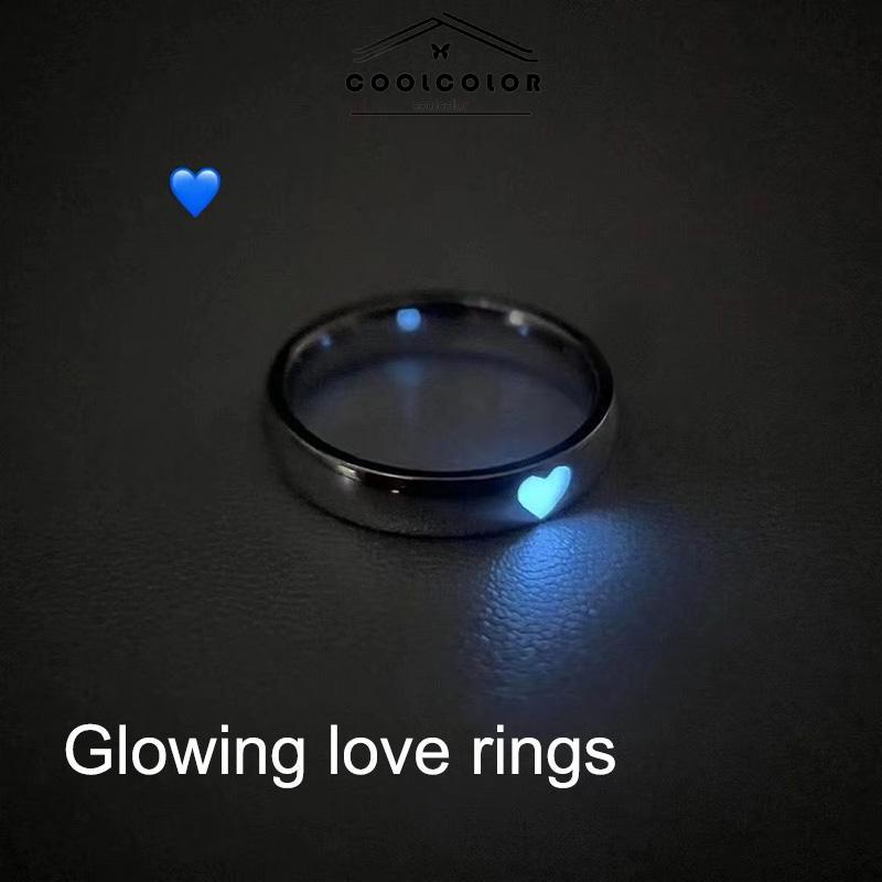 COD❤️Cincin Couple Cinta Luminous cahaya kekasih Retro Vintage Korea Gaya Untuk Wanita Fashion