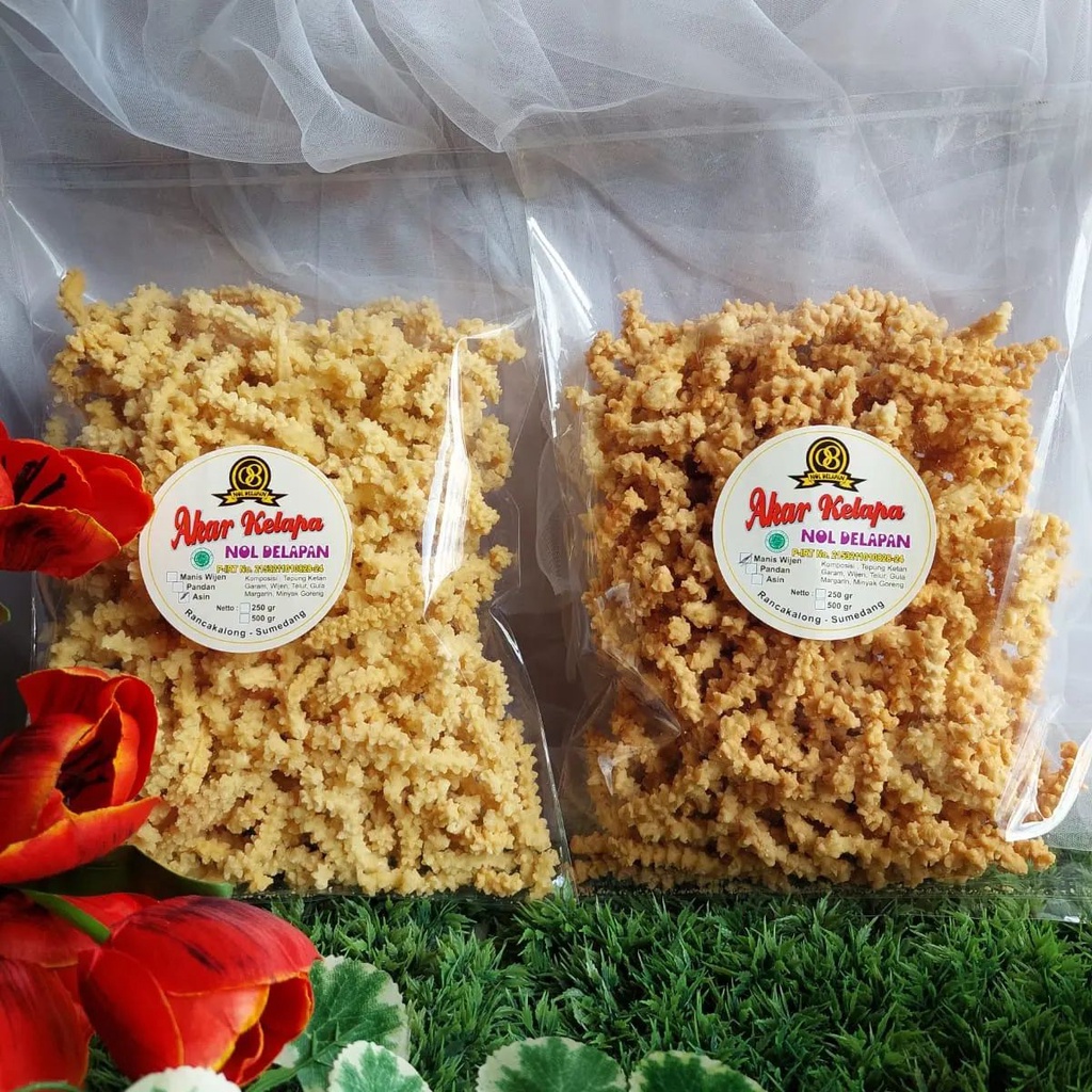 

Kemasan 500 gr Akar Kelapa - Kue Akar Kelapa
