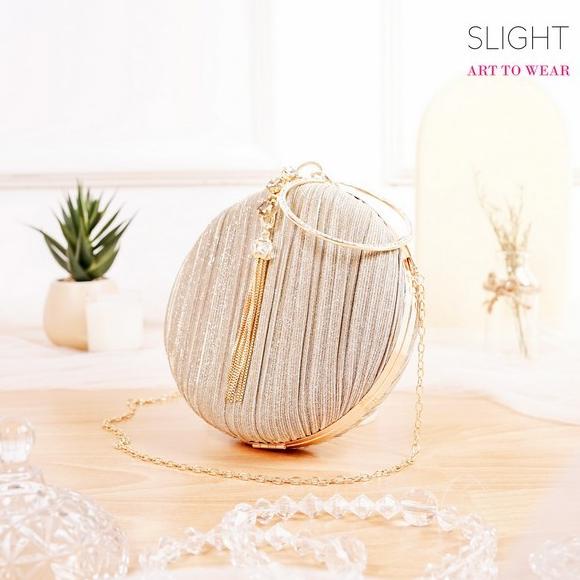 Clutch Topaz Gold Tas Pesta Import Mewah Elegan