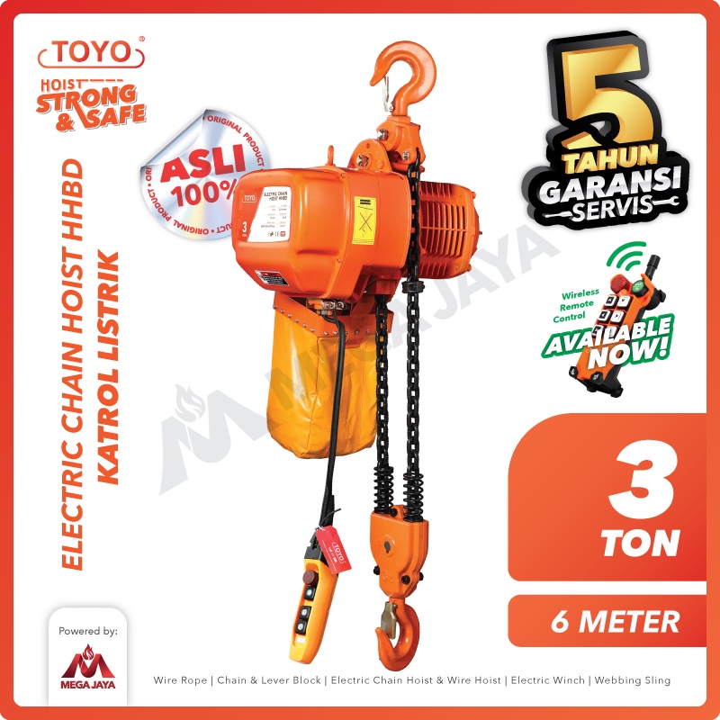 TOYO Electric Chain Hoist 3 Ton x 6 Meter HHBD Series