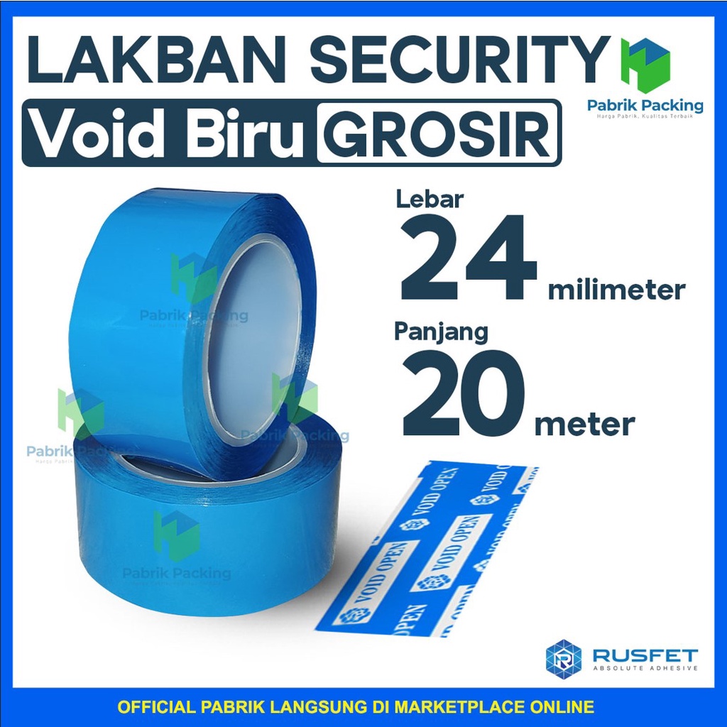 

LAKBAN SEGEL SECURITY VOID OPEN BIRU 24mm x 20m Termurah SATUAN