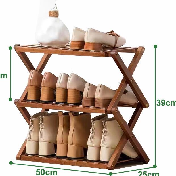 Langsung Kirim Dejavu Rak Sepatu Susun Kayu Zigzag Tempat Sepatu Lipat Rak Pot Bunga Hiasan Rak Mini