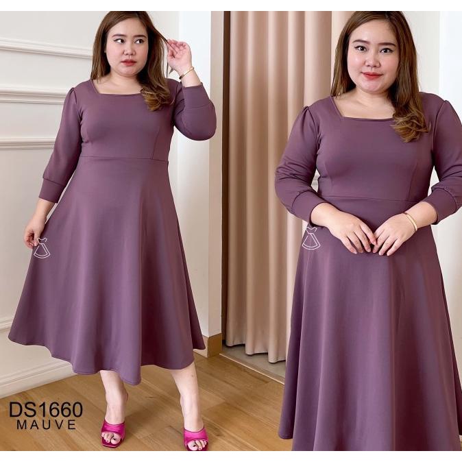 Ds1660 - Dress Midi Scuba Dress Pesta Wanita Flare