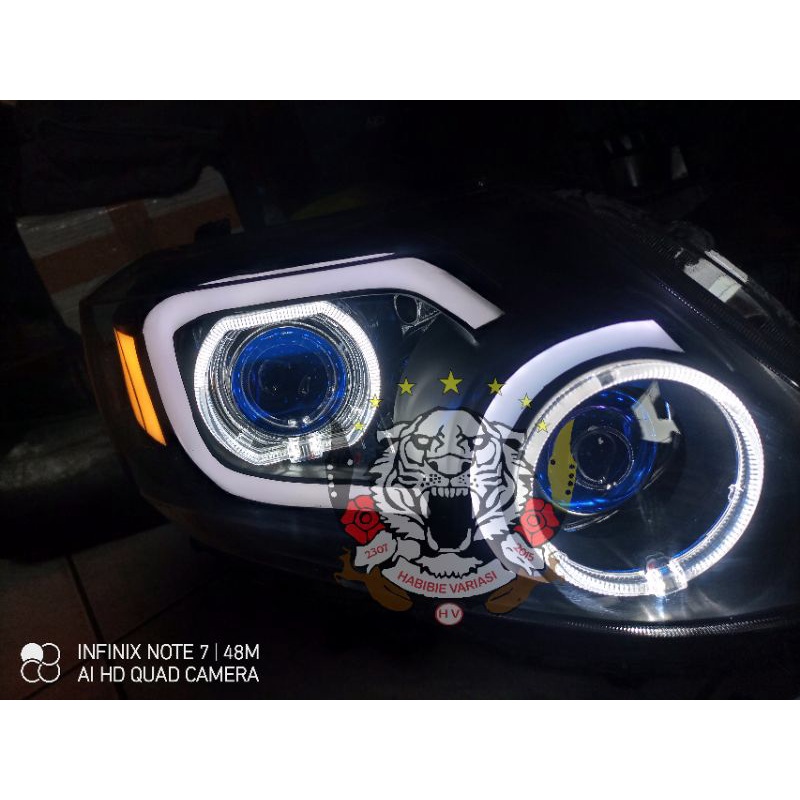 Lampu Headlamp Fortuner 2012-2015.Lampu Custom Fortuner 2012-2015 LED Bar Lazy.Lampu Depan Fortuner 