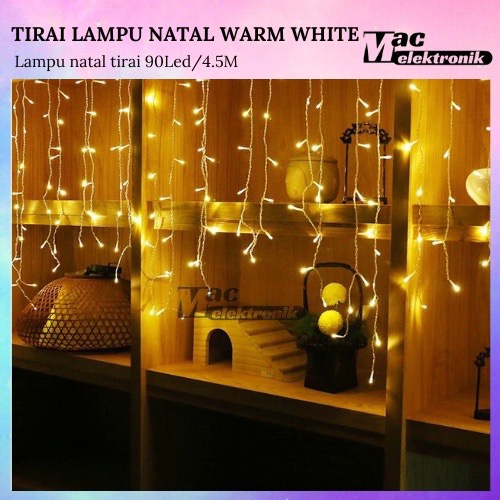 Lampu Tirai Warna Warm White 4.5M / Tumblr Dekorasi Wedding Lampu Hias Kamar Lampu Natal Tumbler Tirai Lampu Backdrop Lamaran ADA SAMBUNGAN CEWE COWO