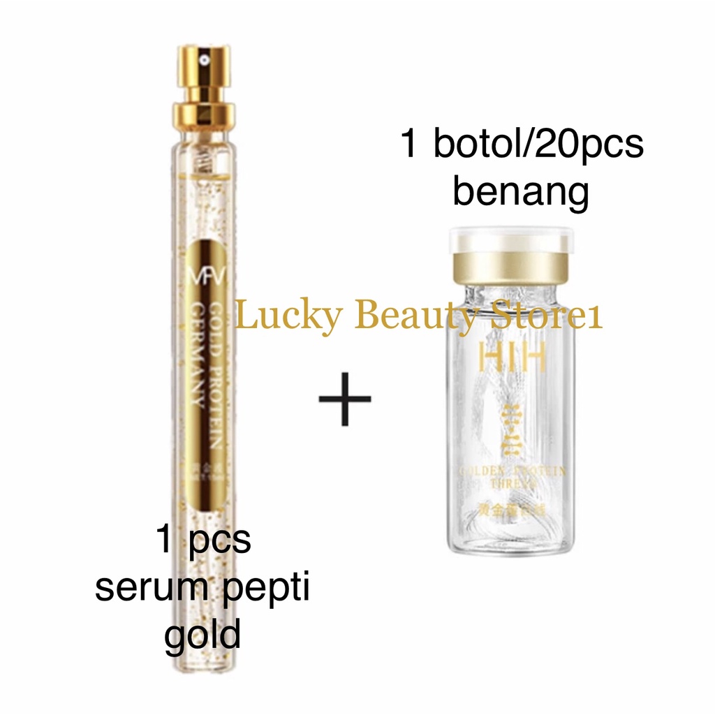 paket serum pepti gold + benang emas ajaib collagen protein line lifting anti aging kerutan wajah pengencangan