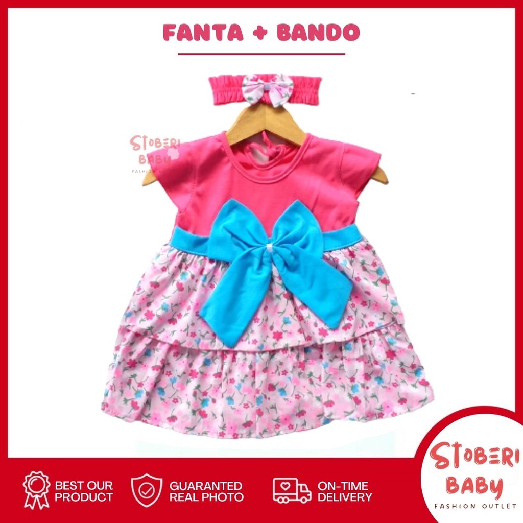 PUNCAK 3.3 stoberi baby - (EXCLUSIVE ON PUNCAK 3.3 stoberi BABY) Dress Bayi Motif Animal Lucu Baju Bayi Perempuan / QIU2 RIBBON FLOWER