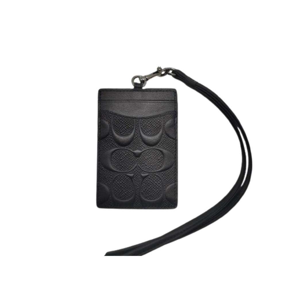

Coach ID Lanyard In Signature Embossed Black