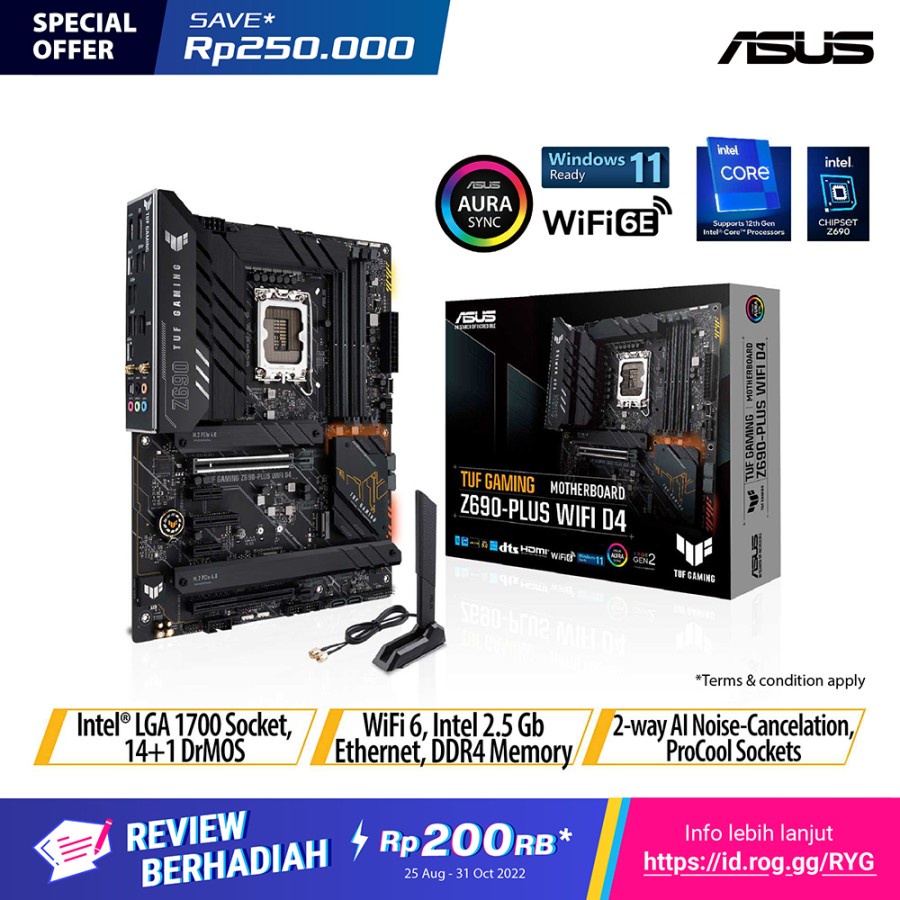 ASUS TUF GAMING Z690-PLUS WIFI Z 690 Intel LGA1700 Motherboard DDR4