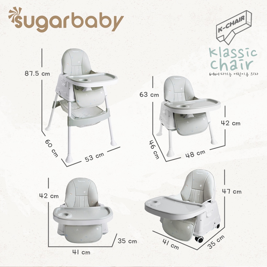 Sugarbaby K-Chair Klassic Chair 6in1 Multifunction High Chair/Kursi Makan Anak Multifungsi