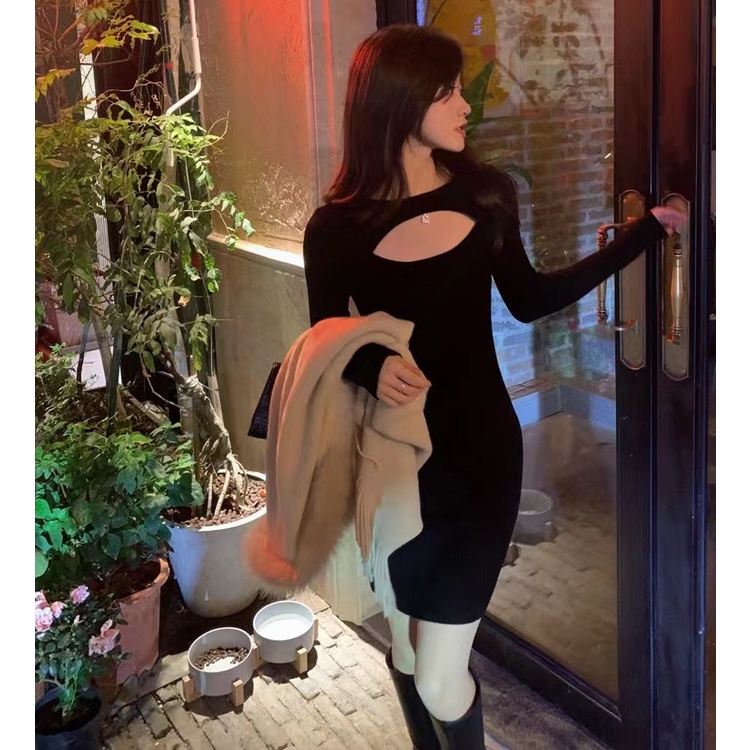 [Premium] Long Sleeve  Slim Fit   Knitted Dresses  2324