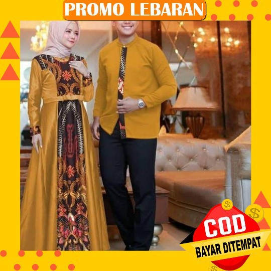 Baju Gamis Couple Lebaran Wanita Remaja Terbaru 2022 Model Kekinian Trendy Motif Polos Mewah Edisi P