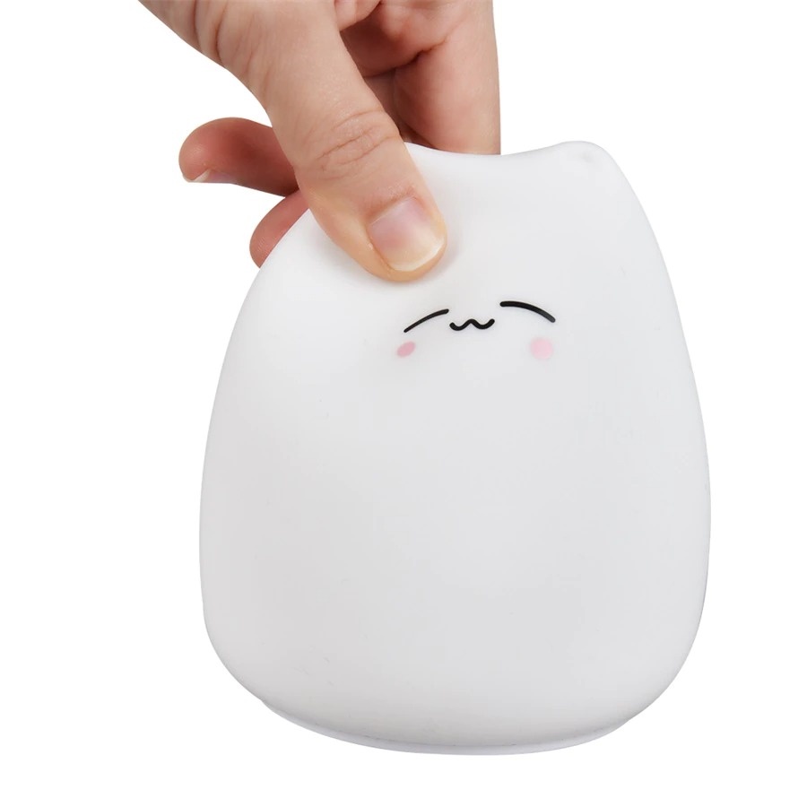 Lampu Tidur Kamar Lucu Bentuk Kucing Aesthetic LED Lampu Tidur Anak Silikon RGB Light Model Cute Cat