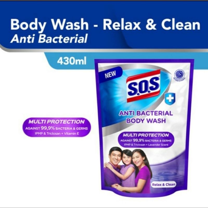 SOS ANTIBACTERIAL BODY WASH 430ML REFILL