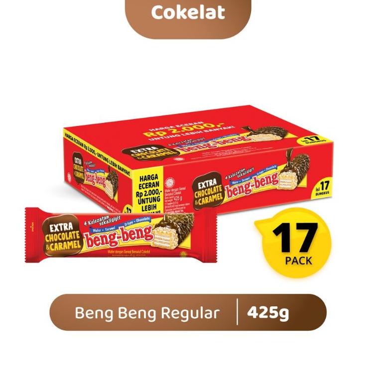 

[PRODUK VGMRU] Beng Beng Extra Chocolate & Caramel Crispy Wafer - Netto 17 bks x 25 gr - 1 DUS 9SM