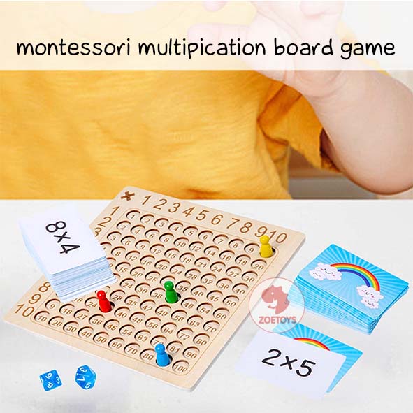 Zoetoys Montessori Multiplication Board Game | Dual function Papan Kayu Montessori Papan Belajar Matematika Perkalian Pembagian Montessori | Mainan Edukasi Anak