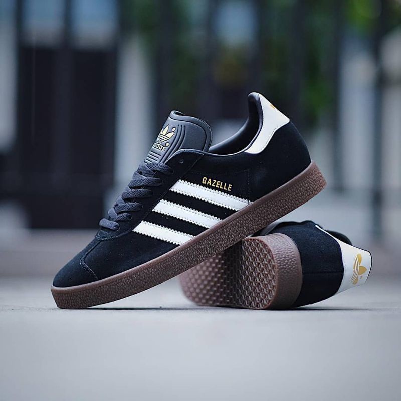 SEPATU ADIDAS GAZELLE BLACK WHITE GUM ORIGINAL