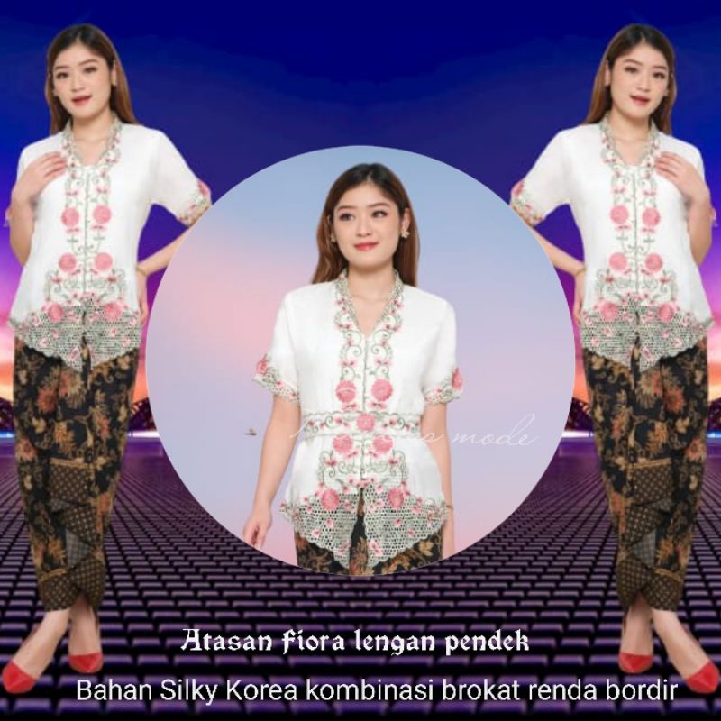 Atasan Kebaya Encim Senada Bordir Kutu Baru Aurora Modern