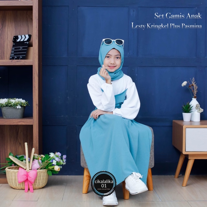 Cikalalika-BELI SATU GRATIS SATU HANYA HARI INI gamis anak kringkel cantik organza Fashion Muslim / Pakaian Muslim Anak /terbaru 2024 / baju lebaran / gamis mewah